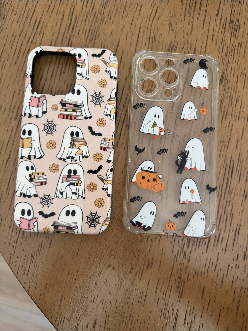 Cute Ghosts Halloween iPhone Case - Pink & Clear